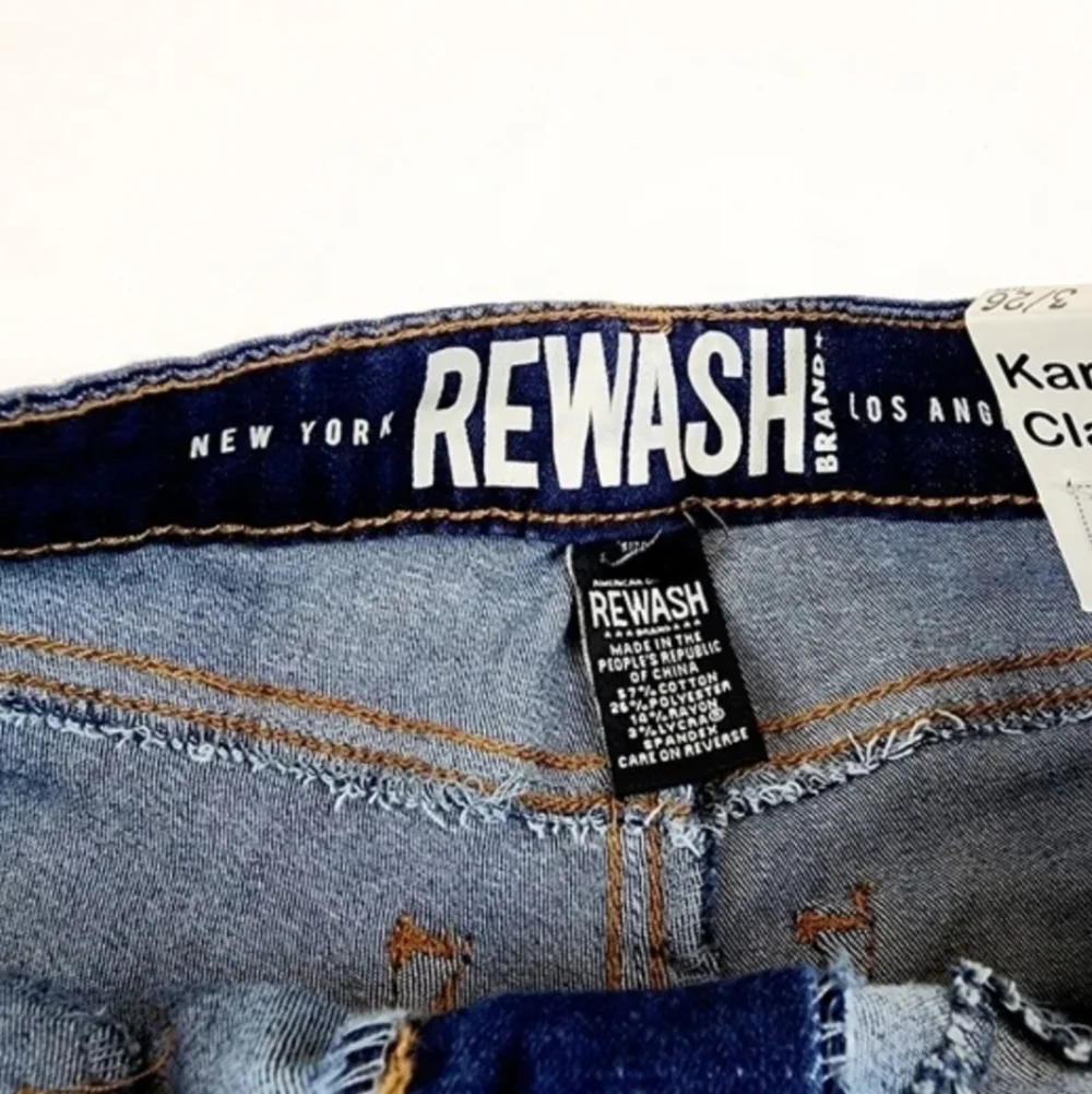 Rewash blue karma classic rise raw hem jeans shorts